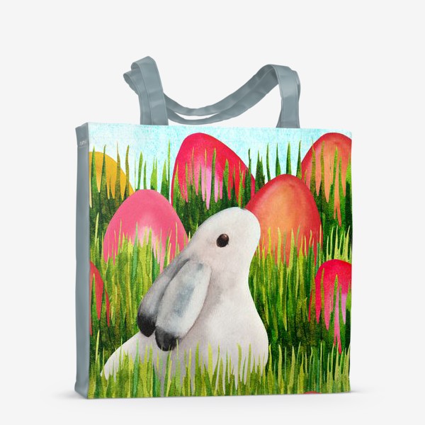 Сумка-шоппер «Пасхальный кролик и пасхальные яйца в траве»
