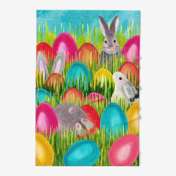 Полотенце «Кролики в траве ищут пасхальные яйца»