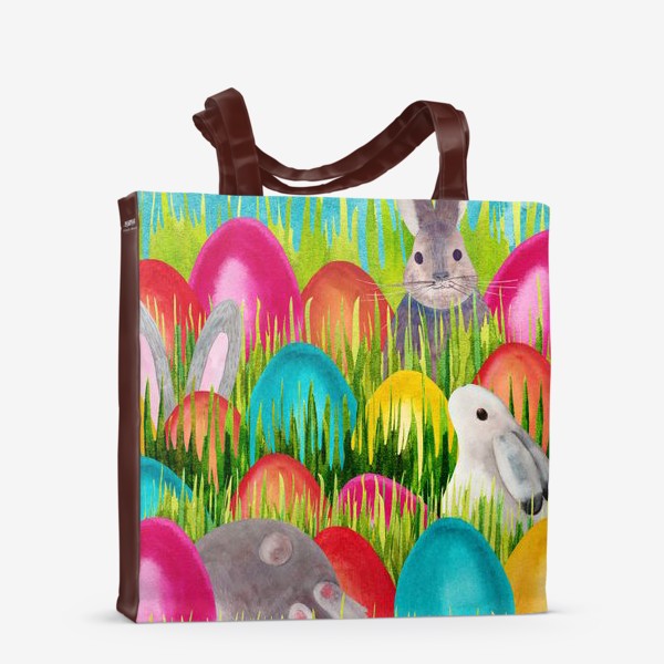 Сумка-шоппер «Кролики в траве ищут пасхальные яйца»