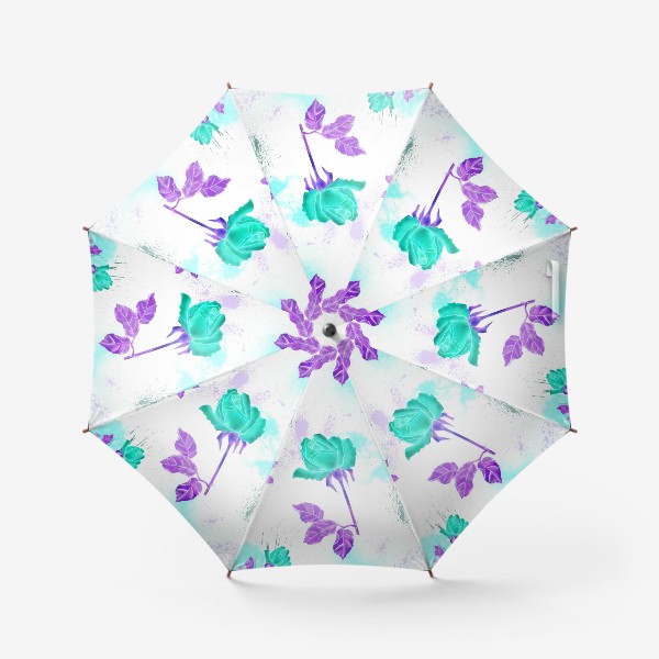 Зонт «Бирюзовые цветы»