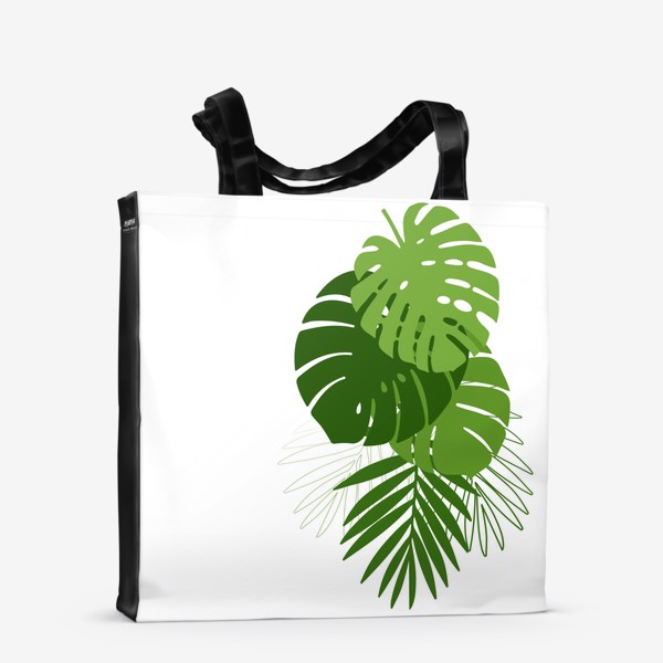 Сумка-шоппер &laquo;Летний принт с тропическими листьями.&raquo;
