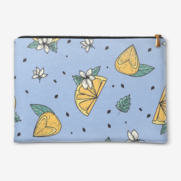 Косметичка «Летний принт с лимонами и цветами»