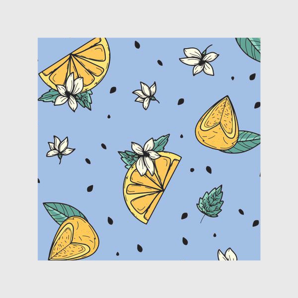 Скатерть «Летний принт с лимонами и цветами»