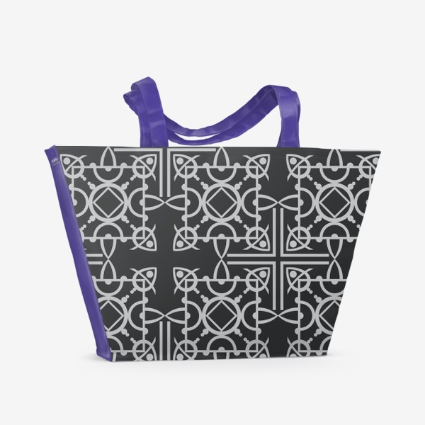 Пляжная сумка «бесшовный орнамент паттерн рыбы квадраты крест»