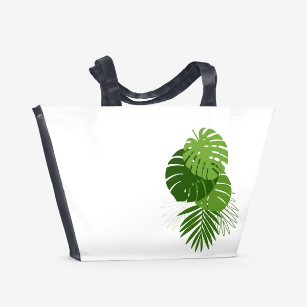 Пляжная сумка &laquo;Летний принт с тропическими листьями.&raquo;
