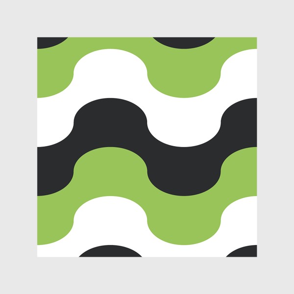 Шторы «паттерн волна орнамент зеленый черный белый»