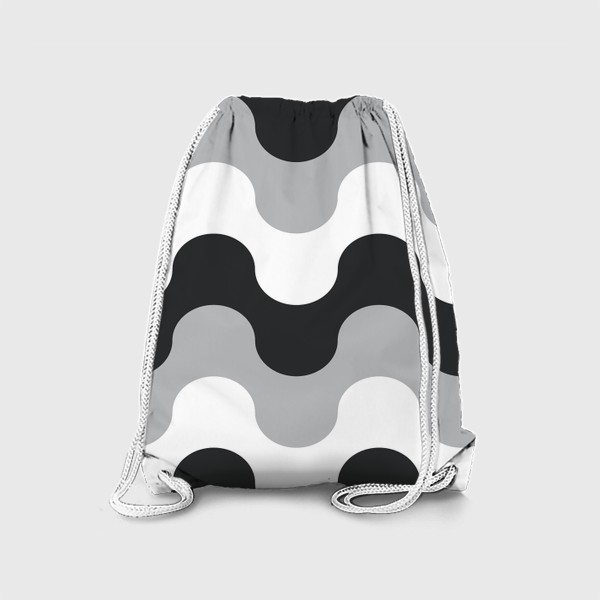 Рюкзак «паттерн волна орнамент серый черный белый»