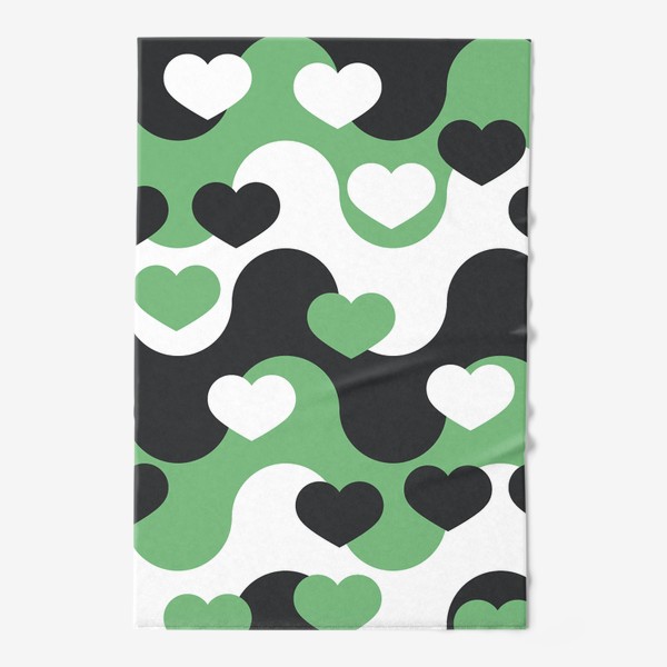 Полотенце «паттерн волна и сердце орнамент зеленый»