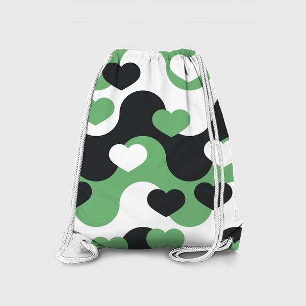 Рюкзак «паттерн волна и сердце орнамент зеленый»