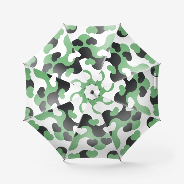 Зонт «паттерн волна и сердце орнамент зеленый»