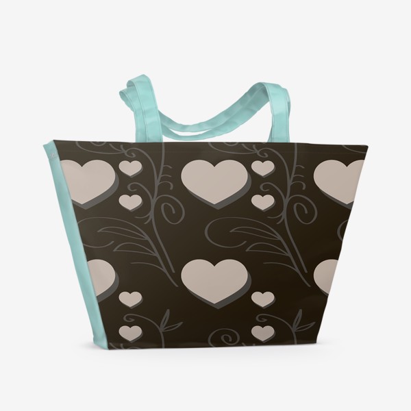 Пляжная сумка «паттерн сердце орнамент растительный»