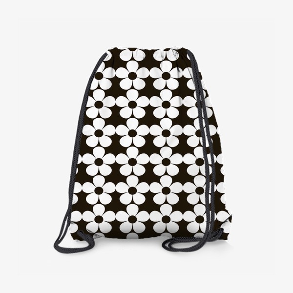 Рюкзак «паттерн белые ромашки на черном фоне цветы орнамент»