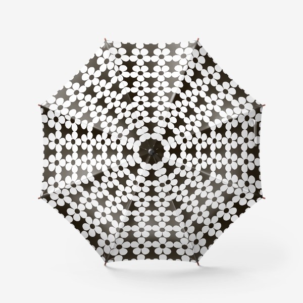 Зонт «паттерн белые ромашки на черном фоне цветы орнамент»