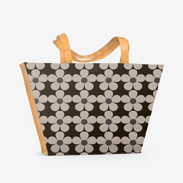Пляжная сумка «паттерн цветы на коричневом (венге) орнамент»