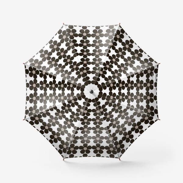 Зонт «паттерн черные цветы на белом ромашки орнамент»