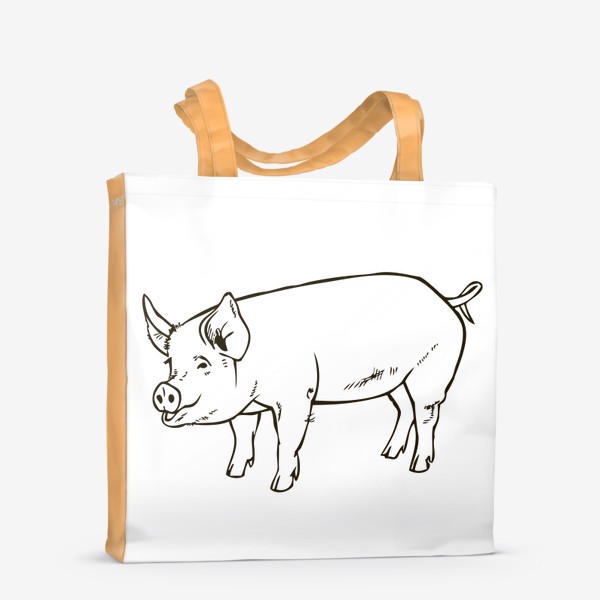 Сумка-шоппер «свинья иллюстрация рисунок контур»