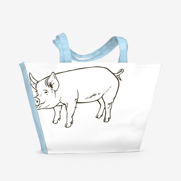 Пляжная сумка «свинья иллюстрация рисунок контур»