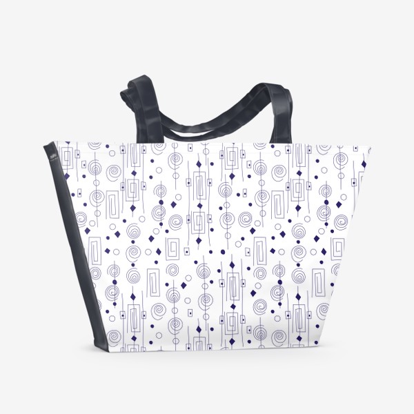 Пляжная сумка &laquo;Абстрактный бесшовный паттерн с кругами,спиралями,полосами,ромбами.Принт с дудлами.Каракули.&raquo;