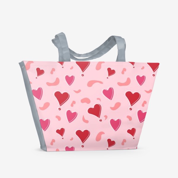 Пляжная сумка «Розовый паттерн с сердечками»