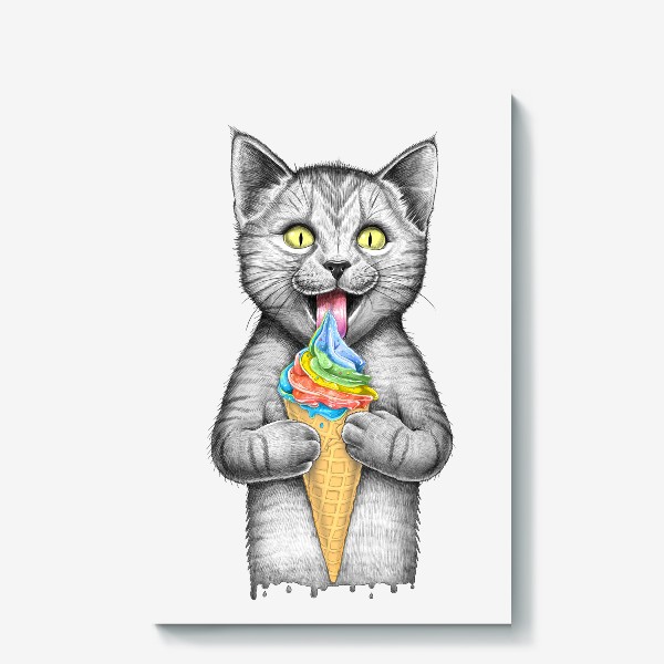 Холст «Кот с мороженым»