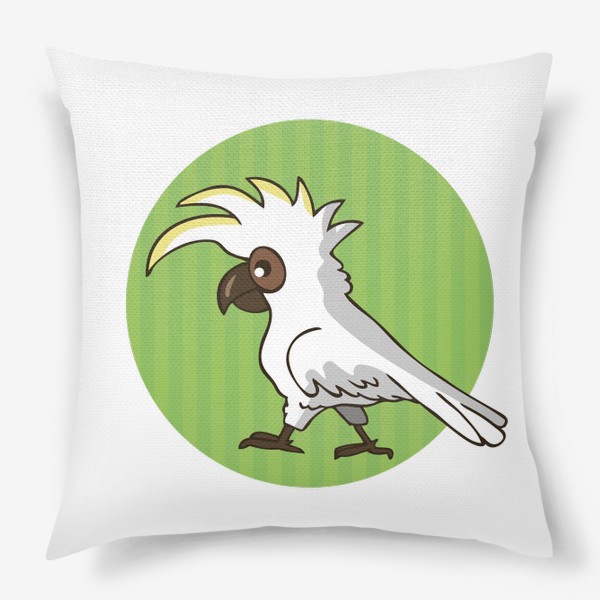 Подушка «иллюстрация попугай какаду белый»