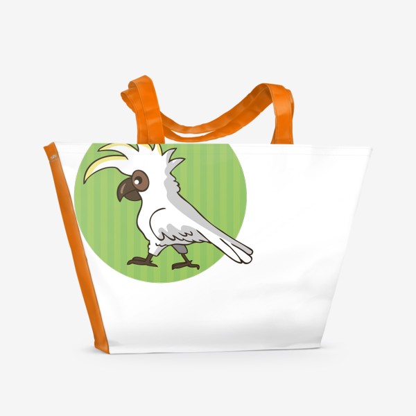 Пляжная сумка «иллюстрация попугай какаду белый»