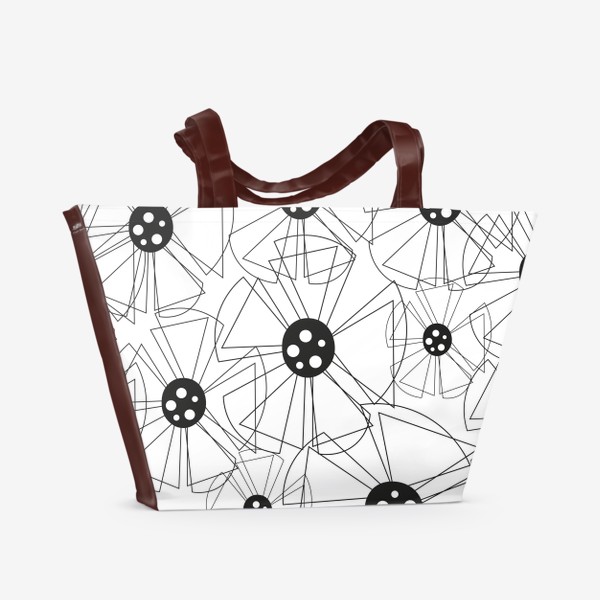 Пляжная сумка «Цветы. Современный бесшовный  принт с контурными, абстрактными цветами.»