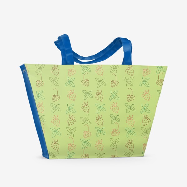 Пляжная сумка «Клубника.Бесшовный паттерн с ягодами клубники. Клубника,контурный рисунок.»
