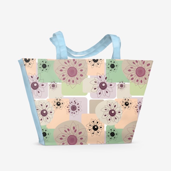 Пляжная сумка «Цветы.Принт бесшовный с контурными цветами.»
