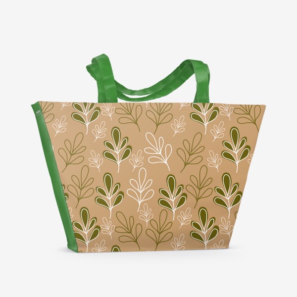 Пляжная сумка «Листья . Паттерн бесшовный с листьями.»