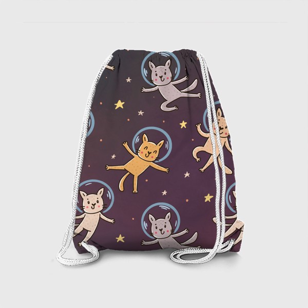 Рюкзак «Паттерн с милыми котами - космонавтами. Космос»
