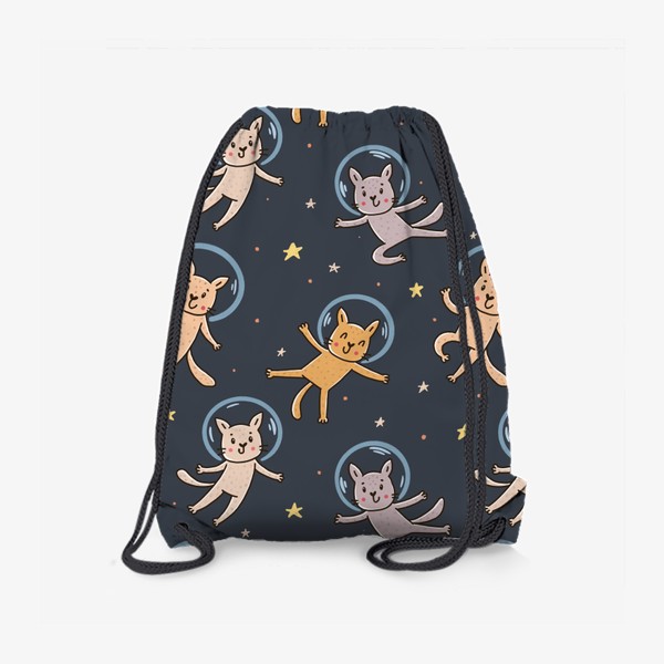Рюкзак «Паттерн с милыми котами - космонавтами. Космос »