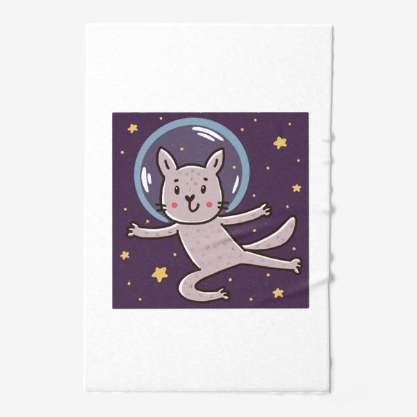 Полотенце «Милый серый котик - космонавт»