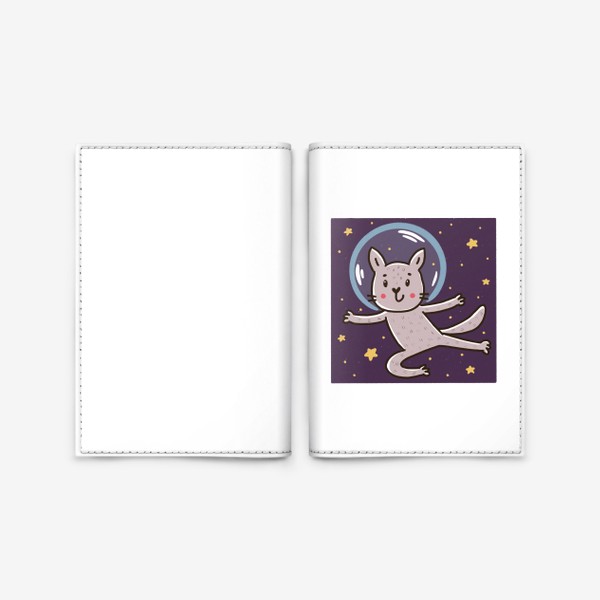 Обложка для паспорта «Милый серый котик - космонавт»