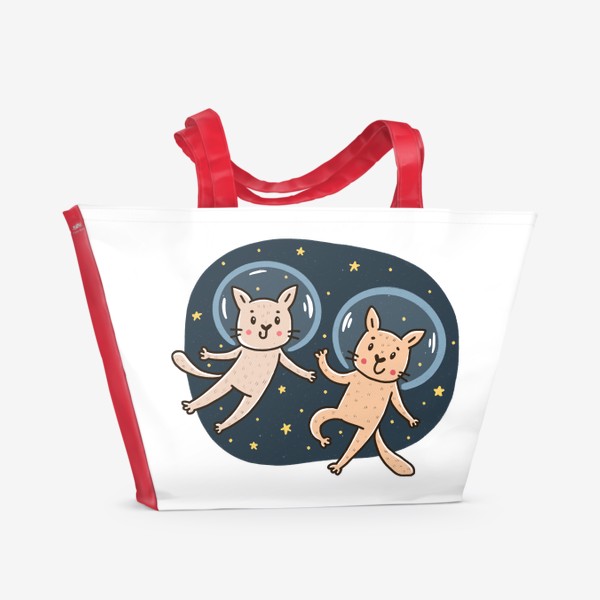 Пляжная сумка &laquo;Милые коты - космонавты&raquo;