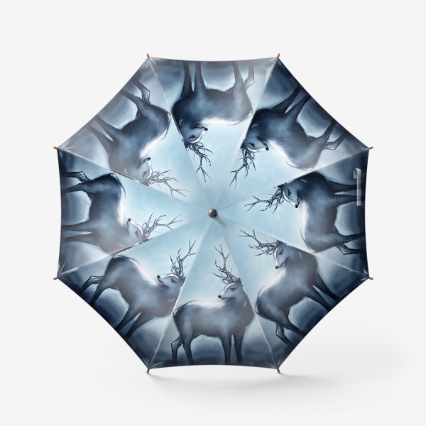 Зонт «Царский олень в заснеженном зимнем лесу»