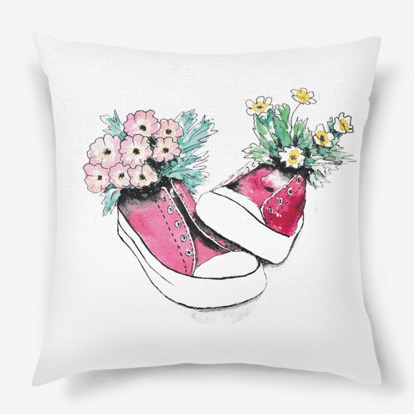 Подушка «Кеды с цветами»