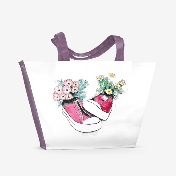 Пляжная сумка &laquo;Кеды с цветами&raquo;