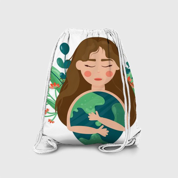 Рюкзак «Девушка держит в руках земной шар. »