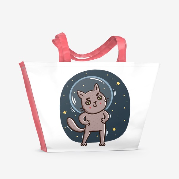 Пляжная сумка &laquo;Дерзкий кот - космонавт. Космос&raquo;