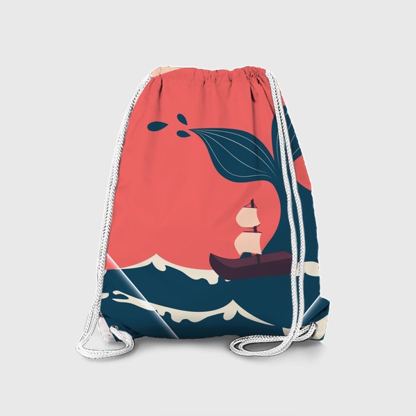 Рюкзак «Хвост кита и лодка минимализм»