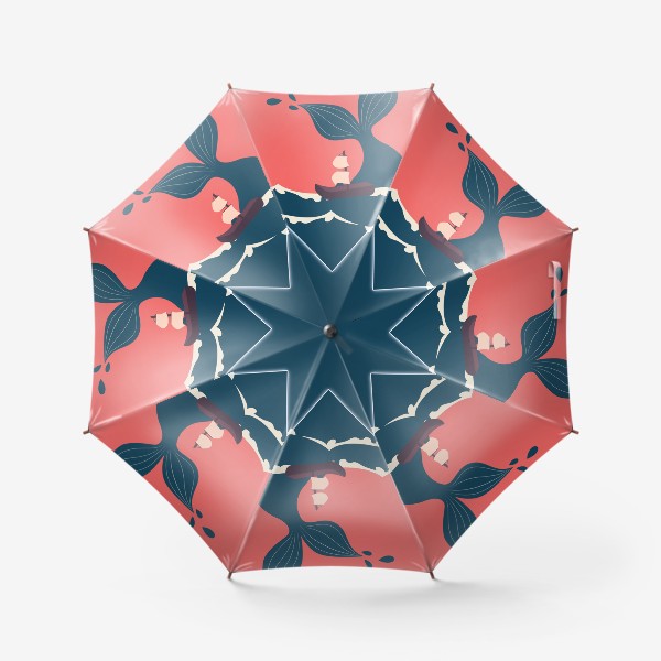 Зонт «Хвост кита и лодка минимализм»