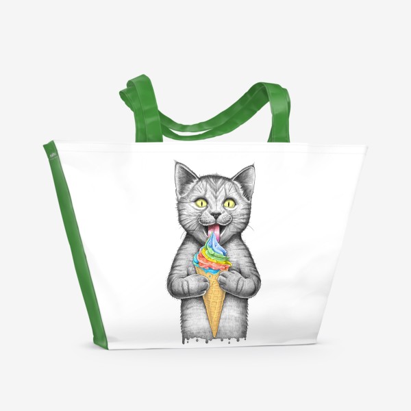 Пляжная сумка «Кот с мороженым»
