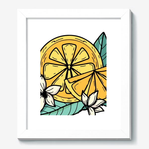 Картина «Лимон с цветами. Летний принт»