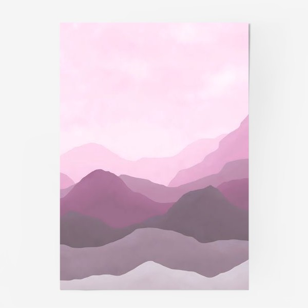 Постер «Розовый горный пейзаж»