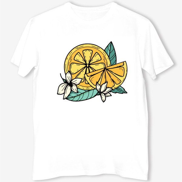 Футболка «Лимон с цветами. Летний принт»