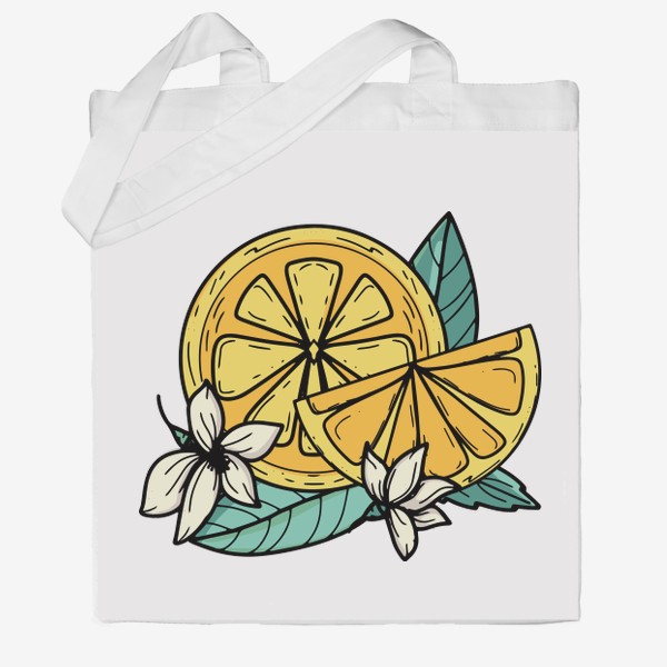 Сумка хб «Лимон с цветами. Летний принт»