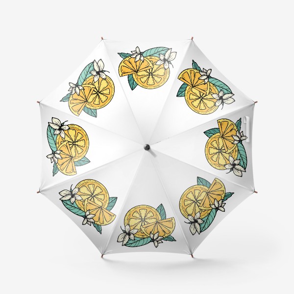 Зонт «Лимон с цветами. Летний принт»