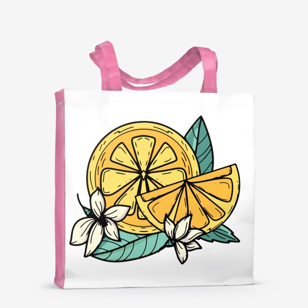 Сумка-шоппер &laquo;Лимон с цветами. Летний принт&raquo;