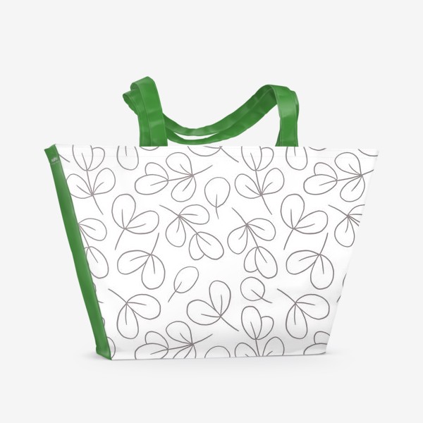 Пляжная сумка «Листья и ветки эвкалипта. Паттерн. Line art»
